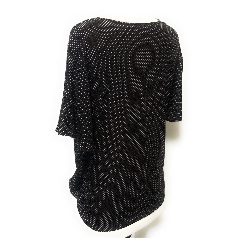 BLUE RAIN Polka Dot Button Front Top Tie Waist S - Picture 6 of 7
